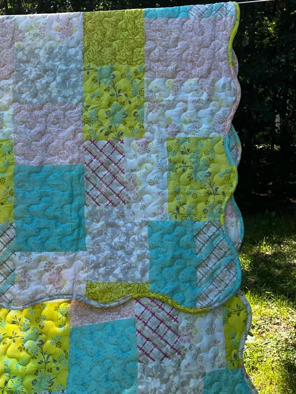 Queen patchwork quilt coverlet Cottagecore